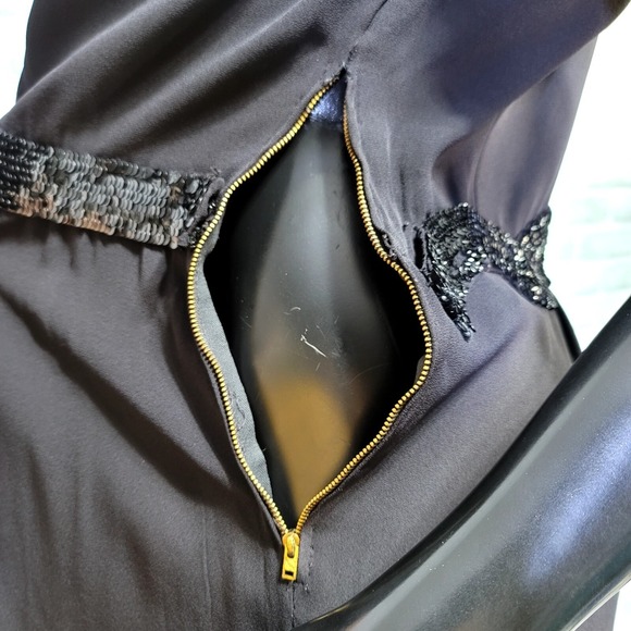 Vintage 40s Rosalinde Gilbert Model Black Cocktail Sheath Dress Sequins England - Picture 10 of 16